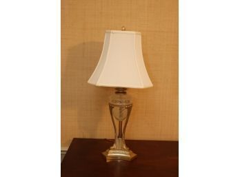 Brass And Glass Table Lamp With Lamp Shade