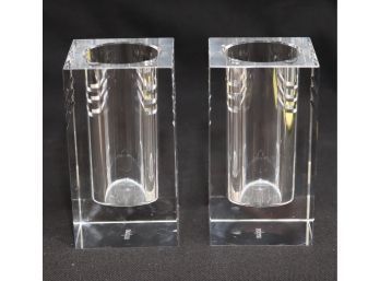 Pair Of Crystal Glass Orrefors Candle Stick