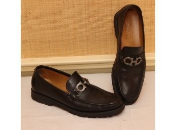 Mens Salvatore Feragamo  Black Leather Loafers Size 10M