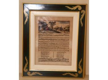Antique Framed Sheet Music The Happy Couple