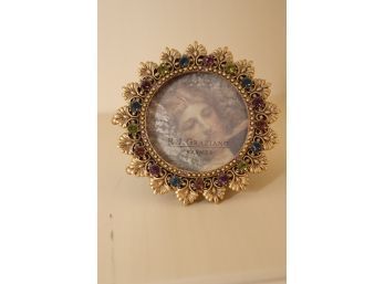 RJ Graziano  Round Picture Frame With Austrian Crystals