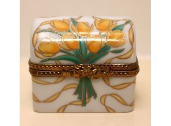 Limoges Tulips Trinket Box - Hand Painted, Porcelain, For Giorgio Beverly Hills - Vintage