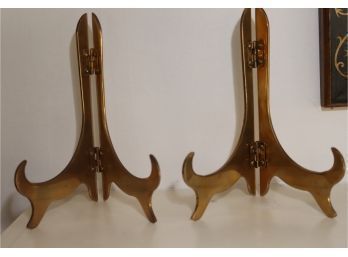 Pair Of Brass Plate Display Stands