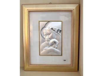 Framed Vintage Giuliano Ottaviani .925 Sterling Silver Wall Plaque Sculpture