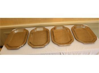 Set Of 4 Stainless Steel Serving Platters