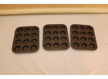 Lot Of 3 Muffin Trays (M-1)