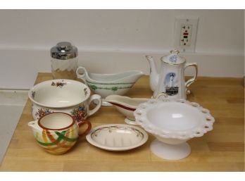 Assorted Dishes Bowls Teapot Soap Dish Etc.  (CP-1)