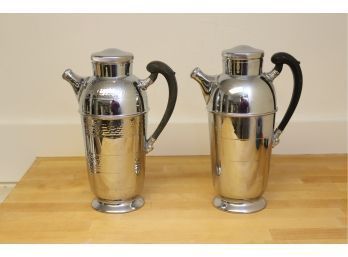 Pair Of Vintage Art Deco Krome-kraft Farber Brothers NY Chrome Cocktail Pitcher