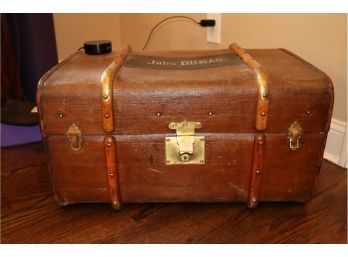 Vintage Antique Leather Suitcase Trunk Jules DuMas