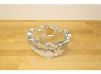 Heavy Daum France Glass Flower Bowl Signed
