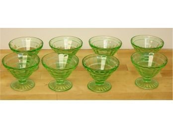 Set Of 8 Vintage Green Glasses