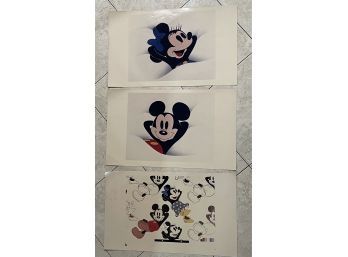 Vintage Set Of 3 Walt Disney Pictures Mickey & Minnie Mouse On Kodak Paper