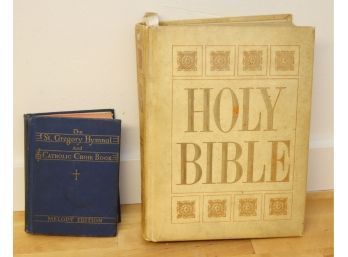 Vintage Bible & St. Gregory Hymnal & Catholic Chior Book