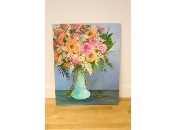 Floral Bouquet Painting Signed By Karin B. Adams