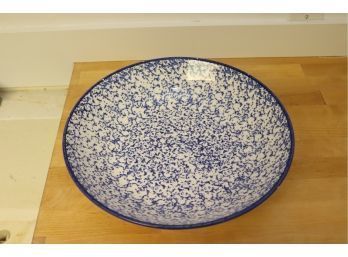 Viontage Crate & Barrel Made In Italy Blue Speckled Bowl