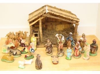 Vintage Christmas Nativity Manger Set