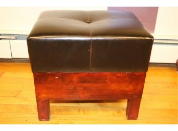 Leather Top Wooden Foot Stool