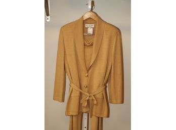 St. John Essentials By Marie Gray 3pc Knit Set Size 8 Belted Jacket Tank And Pants