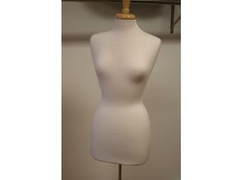FEMALE DRESS FORM WITH TRIPOD WOODEN BASE White Fabric