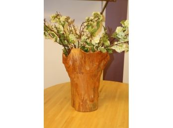 Natural Carved Wood Flower Vase