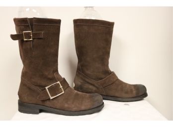 Jimmy Choo Brown Suede Motorcycle Boots Size 36