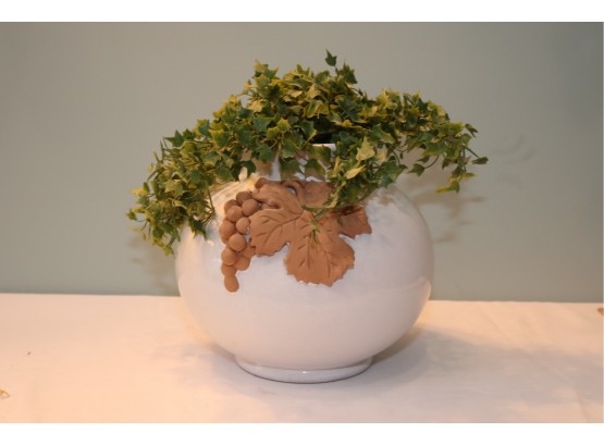 Terracotta Glazed Pot With Faux Ivy
