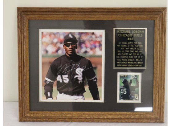 Framed Signed Michael Jordan White Sox Baseball Rookie Card And Signed Picture W/COA (S-6)