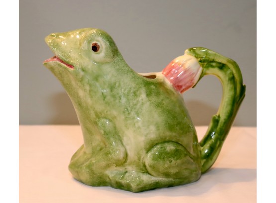 Vintage San Marco Ceramic Frog Water Pitcher Made In Italy