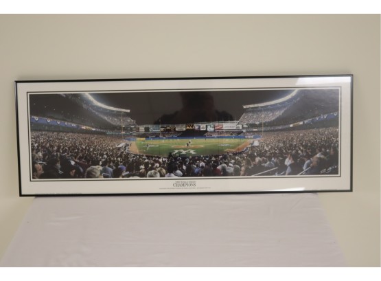 Framed 1998 World Series Champions Panoramic View Game 2 B/n Yankees & Padres Photo By Rob Arra (S-16)