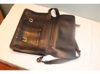 Black Coach Black Leather Laptop Bag Briefcase Messenger Bag