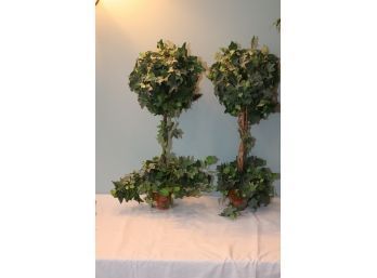 Pair Of Faux Topiary Table Top Trees