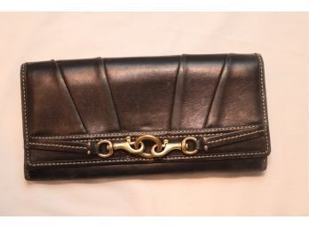 Coach Black Leather Wallet With Brass Buckle Bit