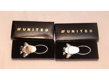 Pair Of United Airlines Airplane Key Chain