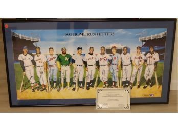 Framed Ron Lewis 500 Homerun Hitters 1988 Lithograph W11 Signatures. (S-2)