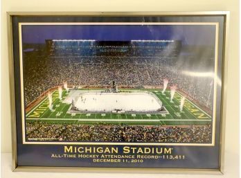 Framed Univ. Of Michigan Stadium All-time Hockey Attendance Record