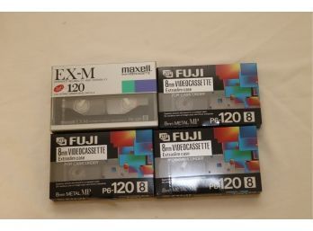 4 Sealed 8mm Videocassette For Camcorder Maxell EX-M Fuji P6-120