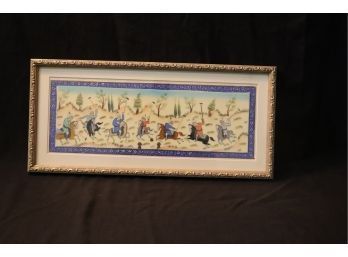 Persian Painted Panel Polo Players Framed (PP-2)