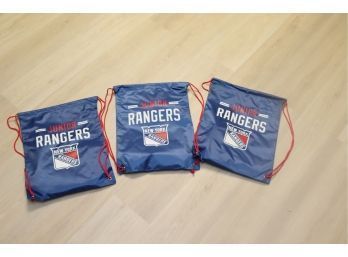 Set Of 3 Junior New York Rangers NY Backpack String Bags  Pompom Hockey Stick And Play Board