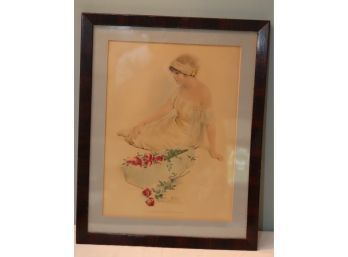 VINTAGE Framed BESSIE PEASE GUTMANN PRINT - THE MESSAGE OF THE ROSES
