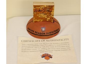 Walt Clyde Frazier Signed Autographed 1970 & 1973 Championships MSG Floor NY Knicks COA. (S-46)