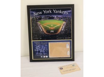 2008 Yankee Stadium Dirt Plaque Steiner COA. (S-3)
