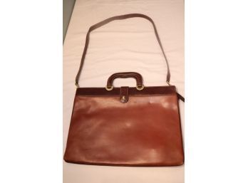 Vintage Brown Leather Attache Messenger Bag