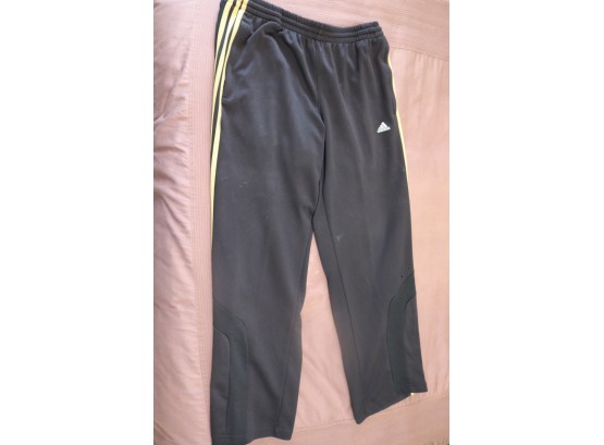 Adidas Black W/ Yellow Stripe Track Pants Size M