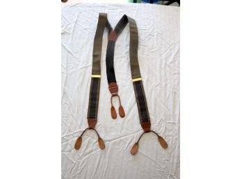Dress Suspenders Leather And Brass Trim