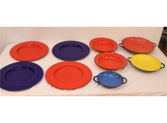 Vintage Mid-century Finel Enammel Plates And Bowls Made In Sweden