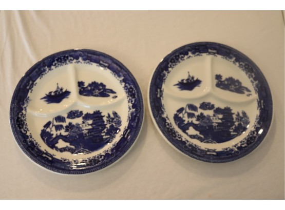Pair Of McNicol Blue And White Chinese Plates