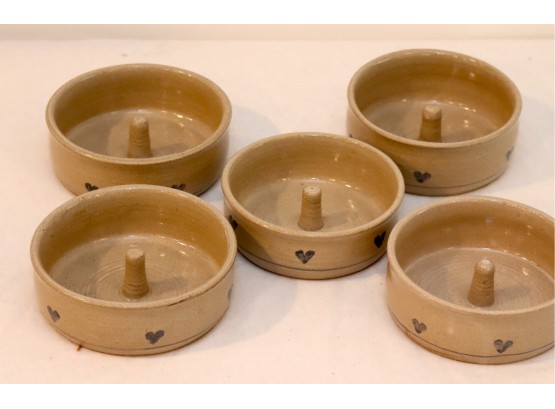 Set Of 5 Vintage Stoneware Apple Bakers  Bowls
