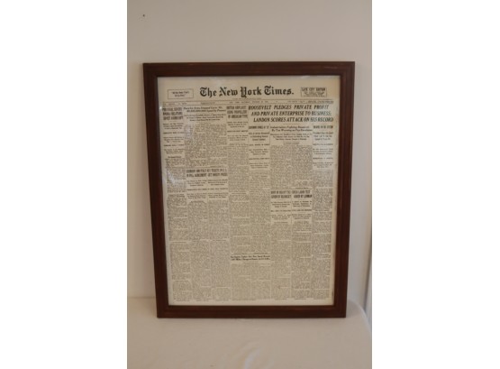 New York Times Saturday October 24, 1936 Framed Newspaper