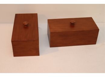 Pair Of Vintage Covered Wood Storage Boxes