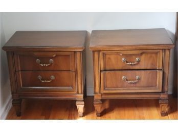 Pair Of Vintage Wooden 2 Drawer Nightstands